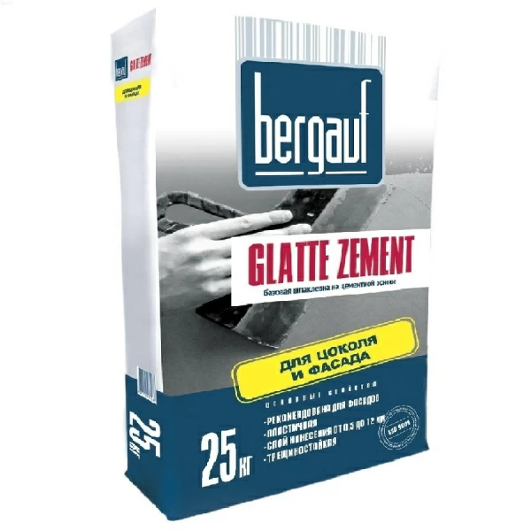Базовая цементная шпаклевка Bergauf Glatte Zement, 25 кг