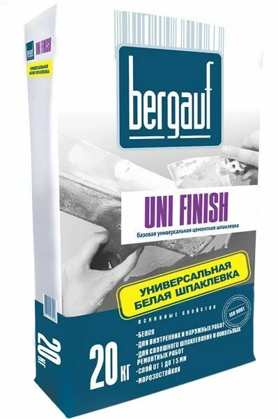 Шпаклевка цементная базовая Bergauf Uni Finish, 20 кг